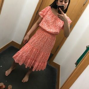 J.Crew Factory Red Floral Midi Dress